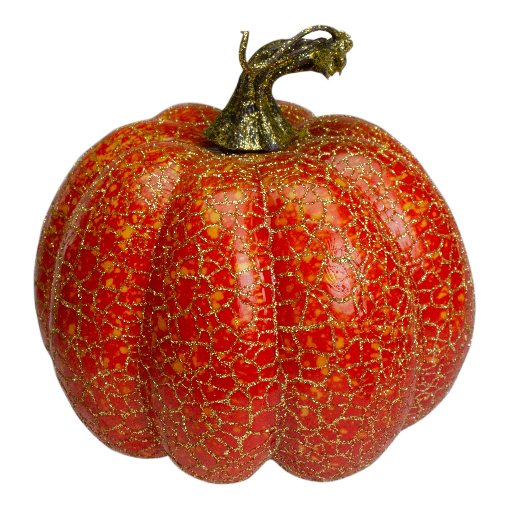 5" Orange & Cream Artificial Fall Harvest Pumpkin Set